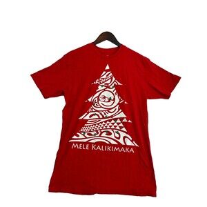 Honolua Mele Kalikimaka T Shirt Mens Large Red Hawaiian Christmas Tree Hawaii